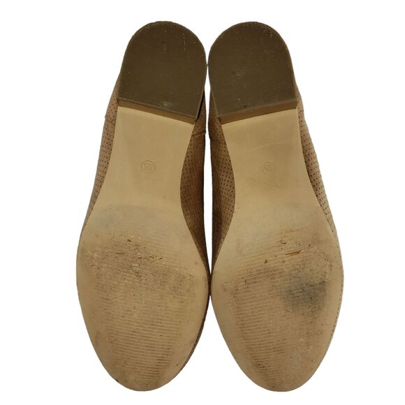 Loft 8.5 Chelsea Ankle Boots Womens Tan Perforated Faux Suede 1.5" Block Heel - Picture 10 of 12